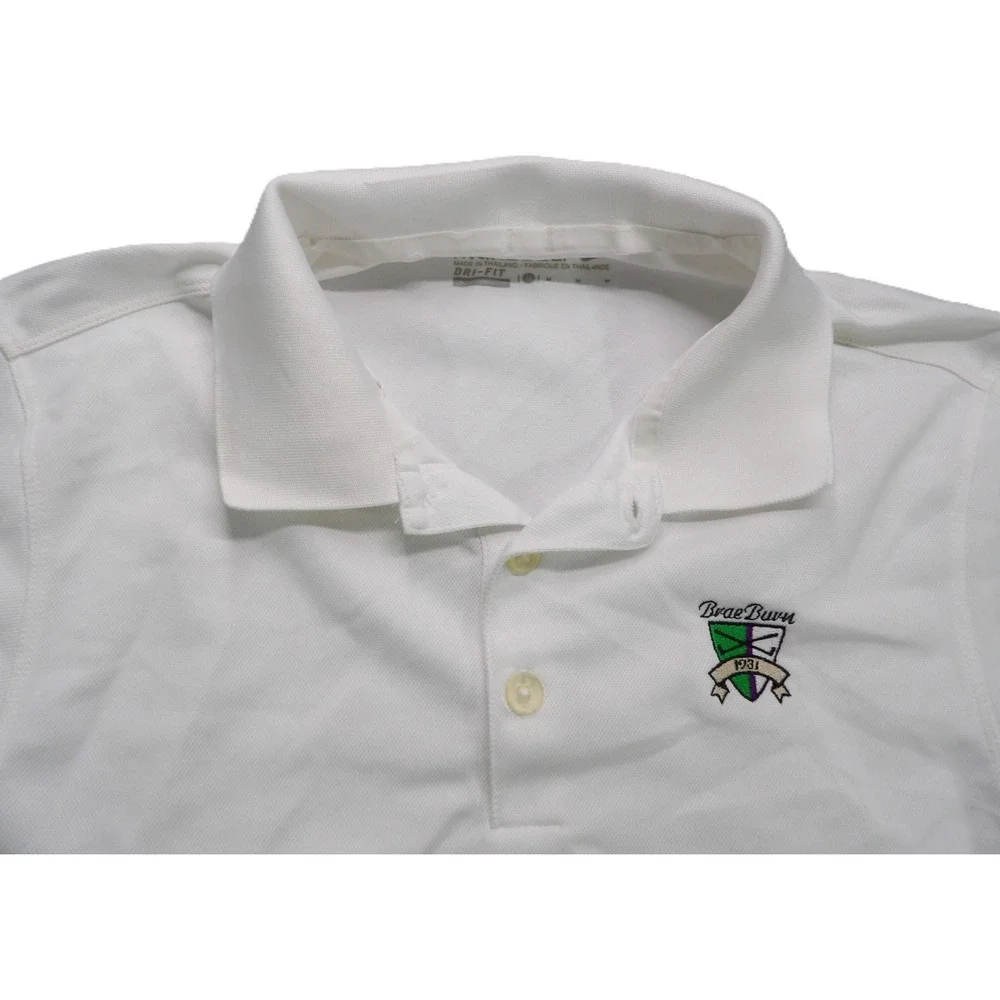 Nike Golf Dri-FIT Polo Shirt BraeBurn Country Club Short Sleeve Men Medium White